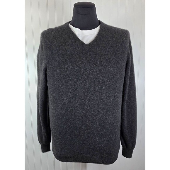 Club Room Luxury 100% CASHMERE V Neck Sweater Charcoal Gray Men's Size XL - Picture 2 of 15